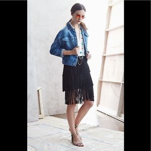 LAMARQUE Frida Skirt Black Leather Tiered